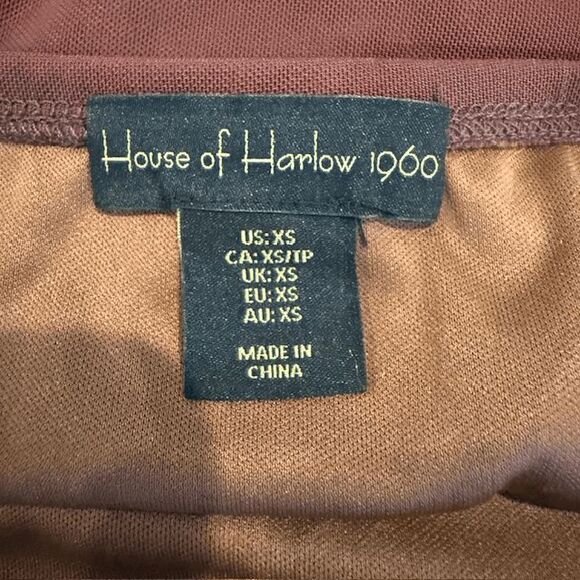 House of Harlow Bronze Brown Mini Skirt Stretch Mesh Pull On Size XS - Picture 3 of 7